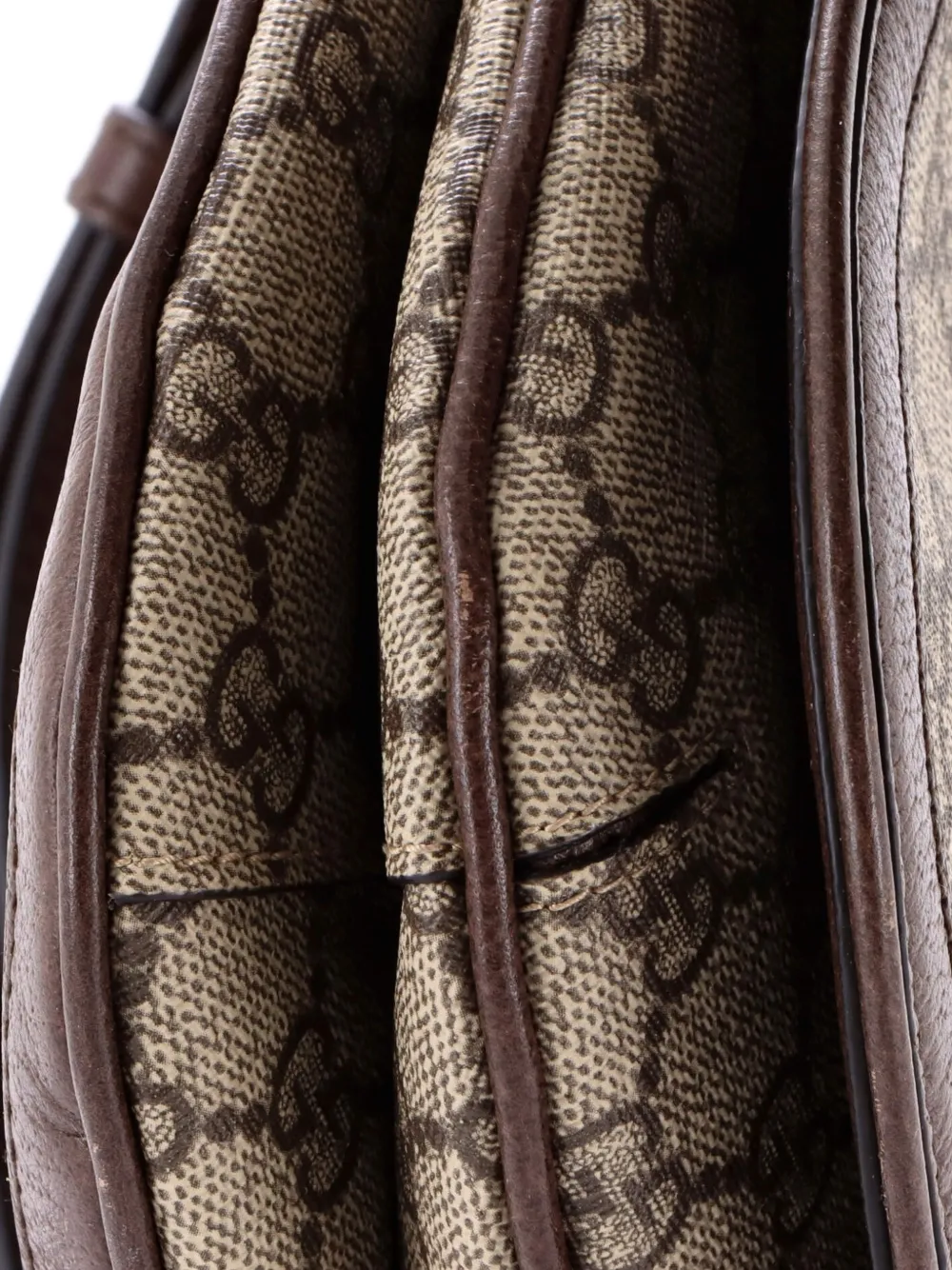 Pre-owned Gucci Blondie Nm Top Handle Bag Gg Coated Canvas Medium Satchel In Brown