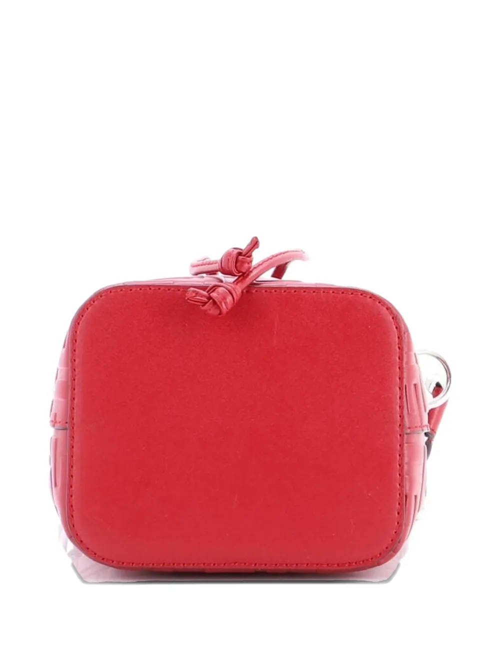 Pre-owned Fendi Mon Tresor Zucca Embossed Leather Mini Bucket Bag In Red