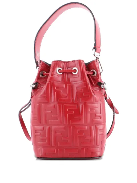 Fendi Pre-Owned Mon Tresor Zucca Embossed Leather Mini bucket bag