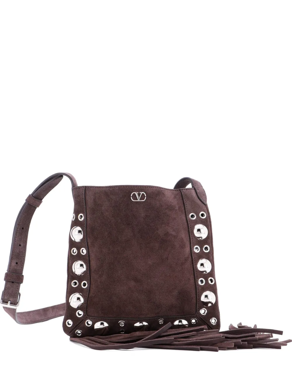 Valentino Garavani Pre-Owned Nellcote Shoulder Bag Studded Suede crossbody bag - Marrone