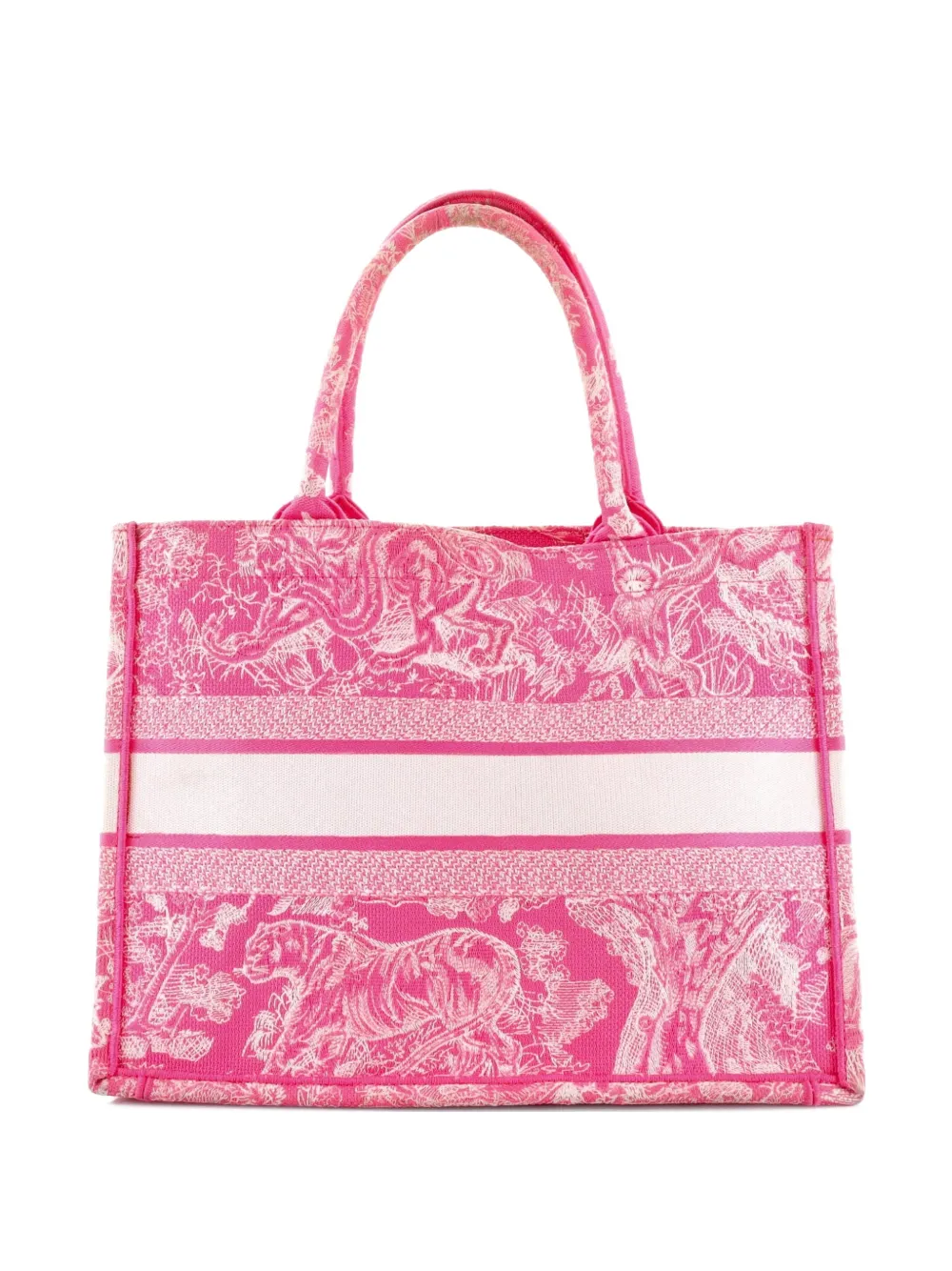 Pre-owned Dior Book Embroidered Canvas Medium Tote Bag In Pink