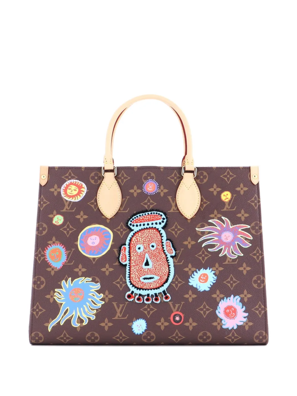 Pre-owned Louis Vuitton Onthego Yayoi Kusama Faces Monogram Canvas Mm Tote Bag In Multi