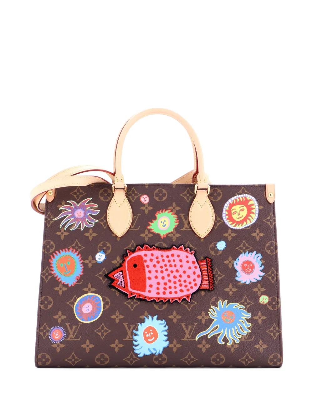 Pre-owned Louis Vuitton Onthego Yayoi Kusama Faces Monogram Canvas Mm Tote Bag In Multi