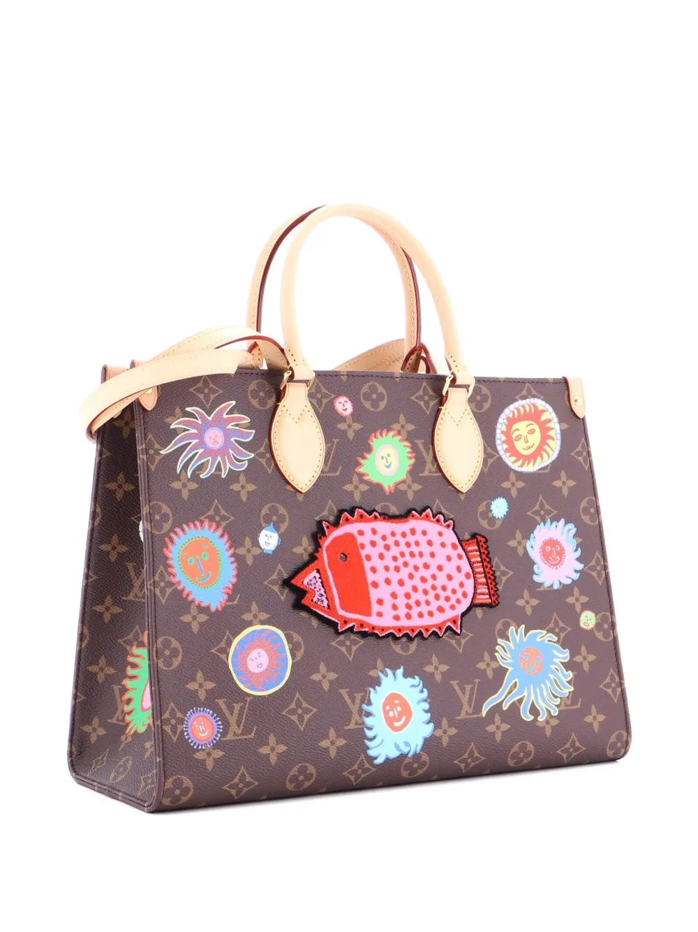 Pre-owned Louis Vuitton Onthego Yayoi Kusama Faces Monogram Canvas Mm Tote Bag In Multi
