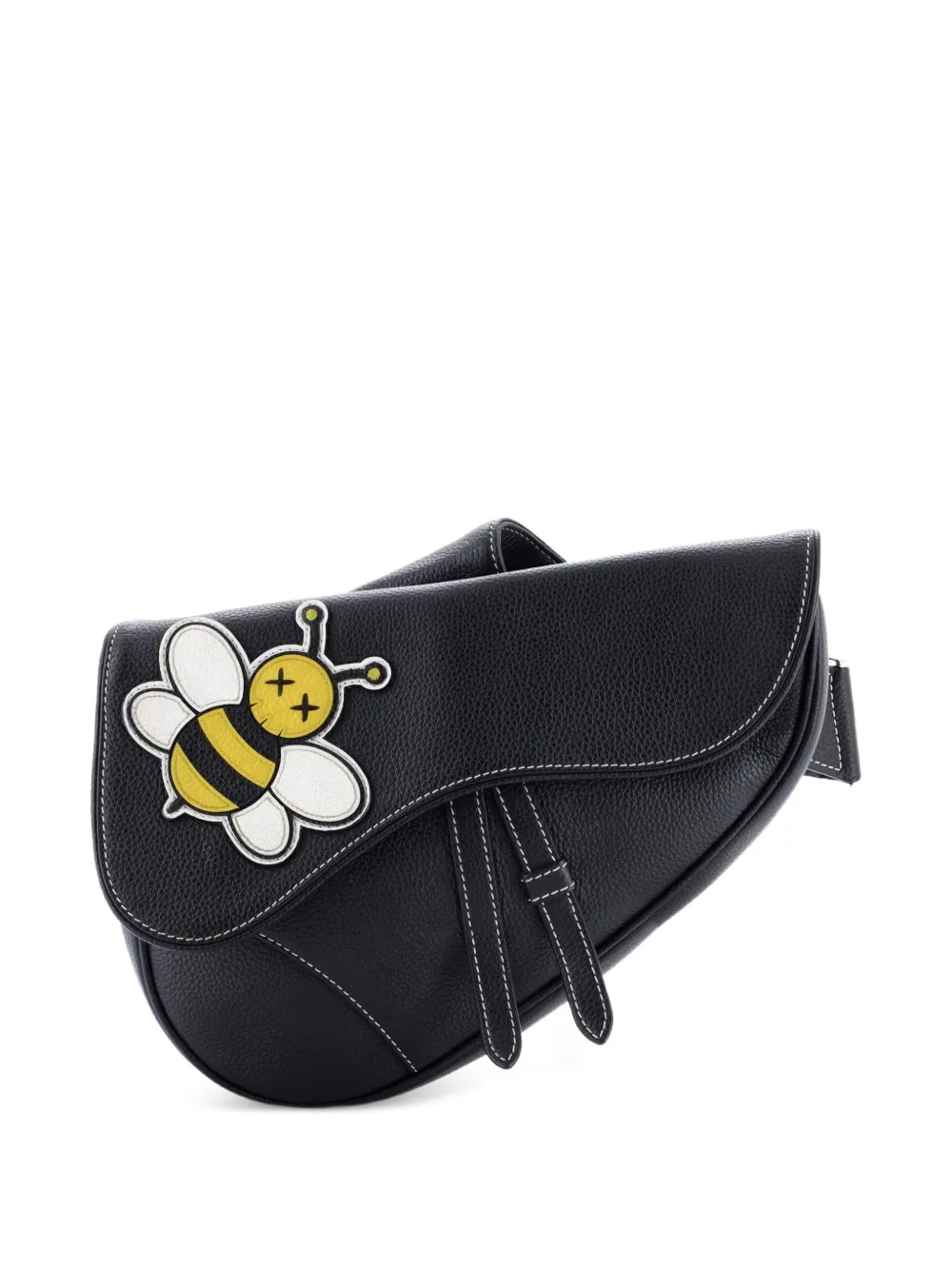 Christian Dior Pre-Owned KAWS Saddle Leather with Applique crossbody bag - Nero