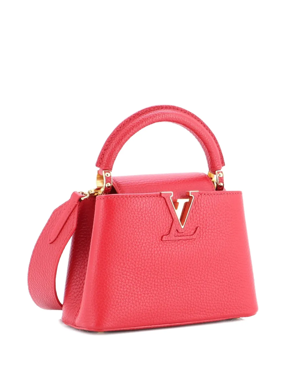Pre-owned Louis Vuitton Capucines Bag Leather Mini Satchel In Red