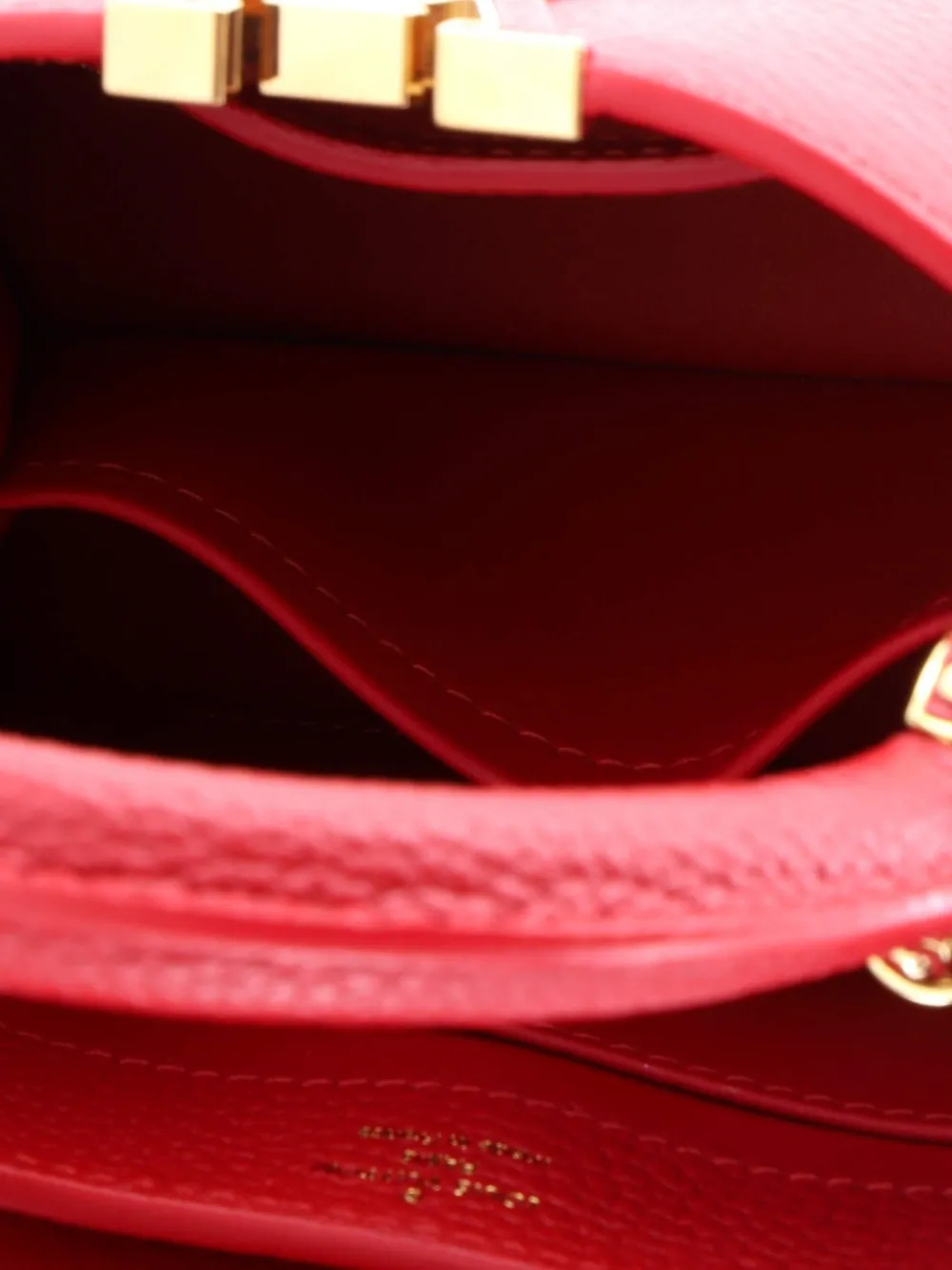 Pre-owned Louis Vuitton Capucines Bag Leather Mini Satchel In Red