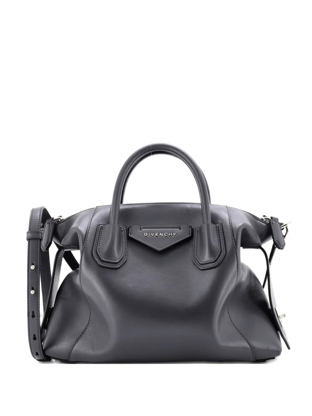 Pre-owned Givenchy Antigona Soft Bag Leather Small Satchel In Gray
