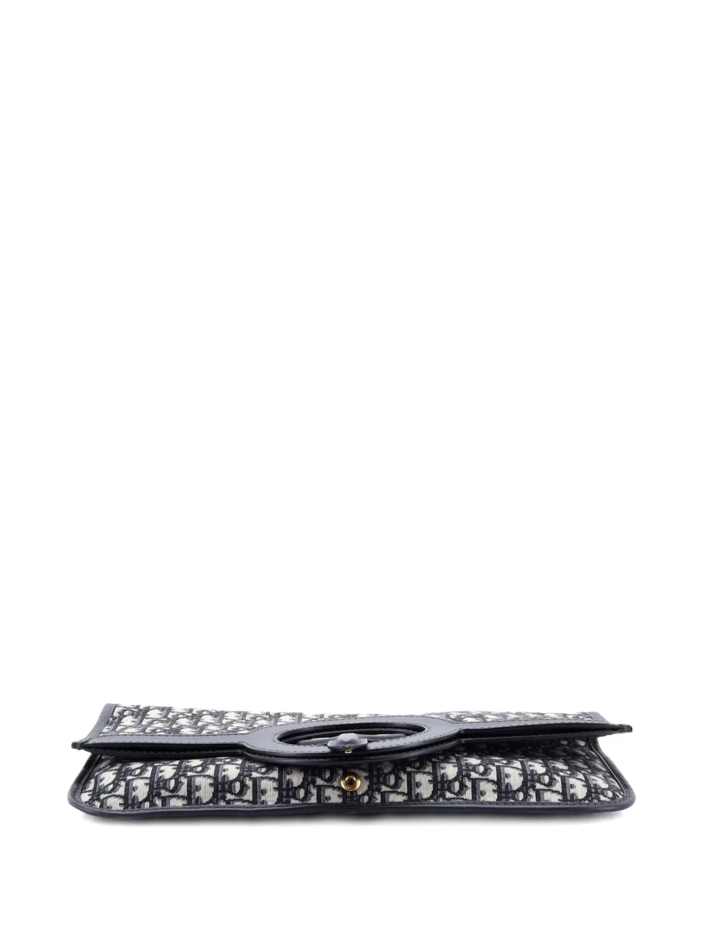 Pre-owned Dior Fold Over Oblique Canvas Clutch Bag In Blue