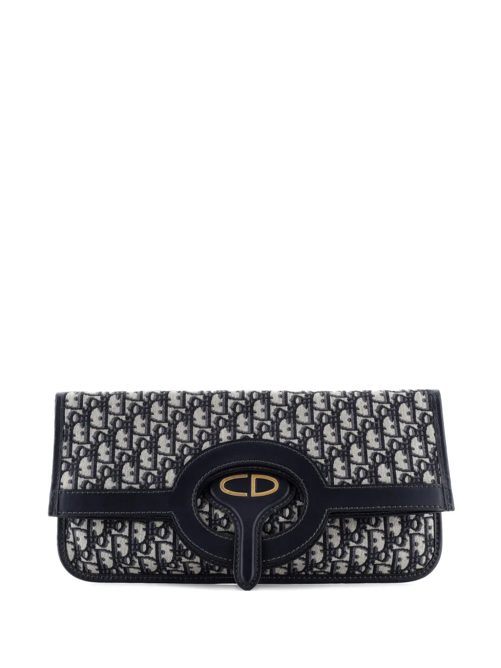 Pre-owned Dior Fold Over Oblique Canvas Clutch Bag In Blue