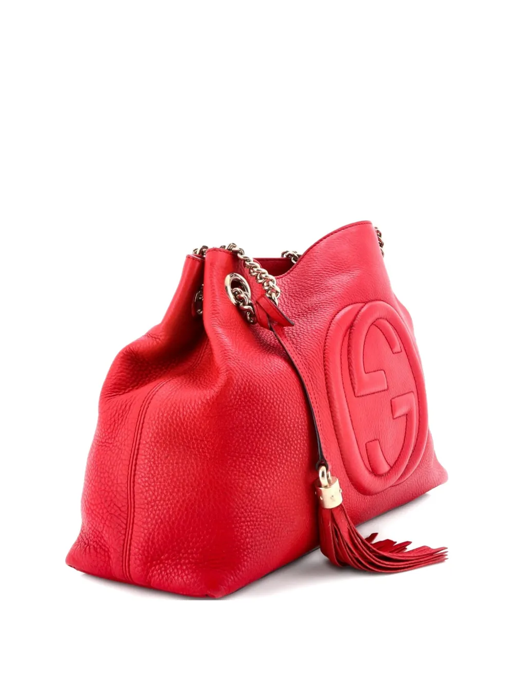 Pre-owned Gucci Soho Chain Strap Leather Medium Shoulder Bag In Red
