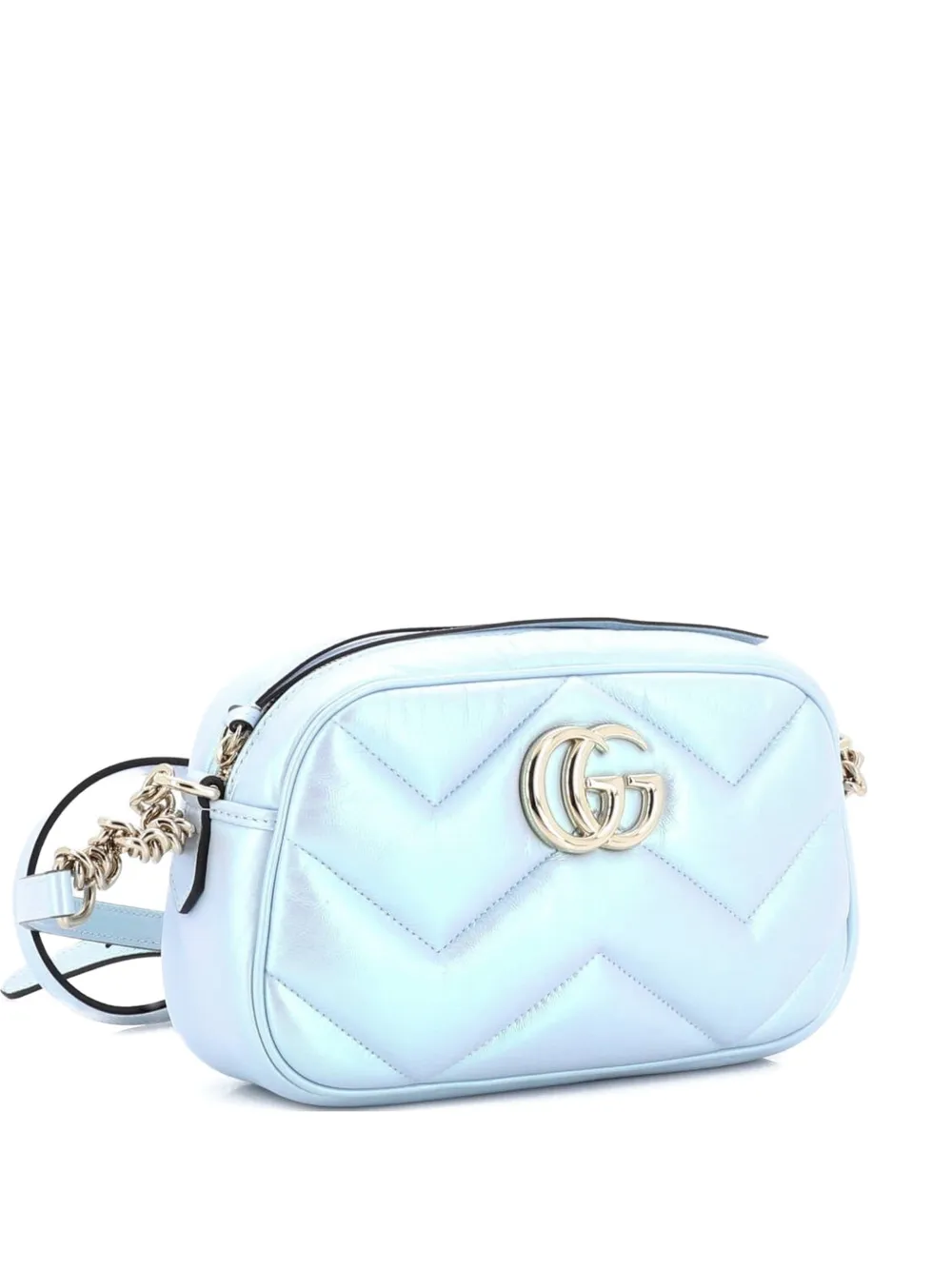 Gucci Pre-Owned GG Marmont Chevron Iridescent Leather Small shoulder bag - Blu