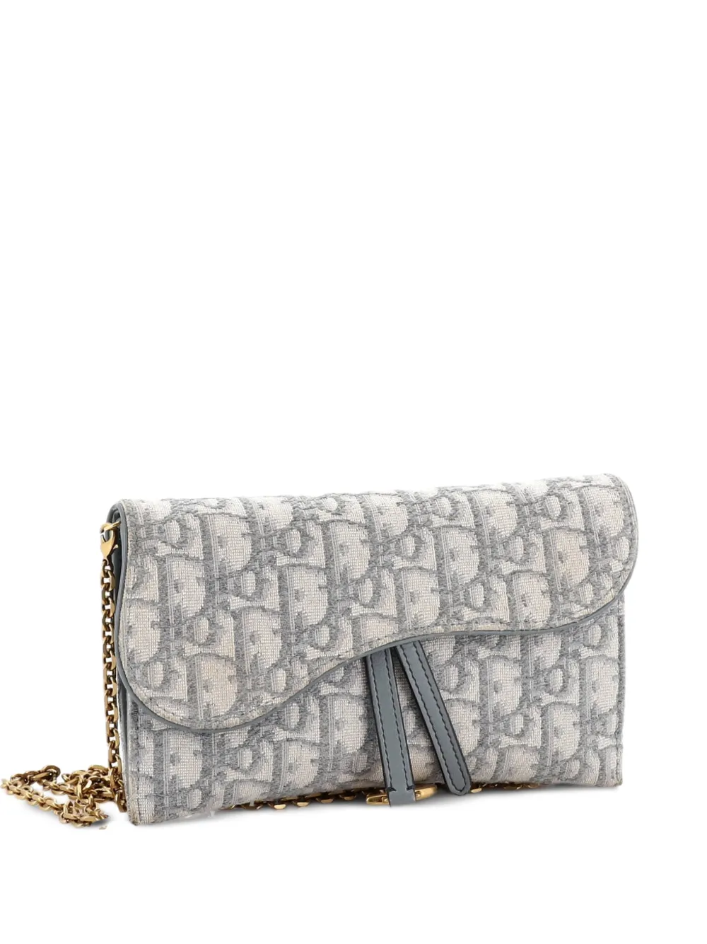 Christian Dior Pre-Owned Saddle Chain Wallet Oblique Canvas crossbody bag – Grey