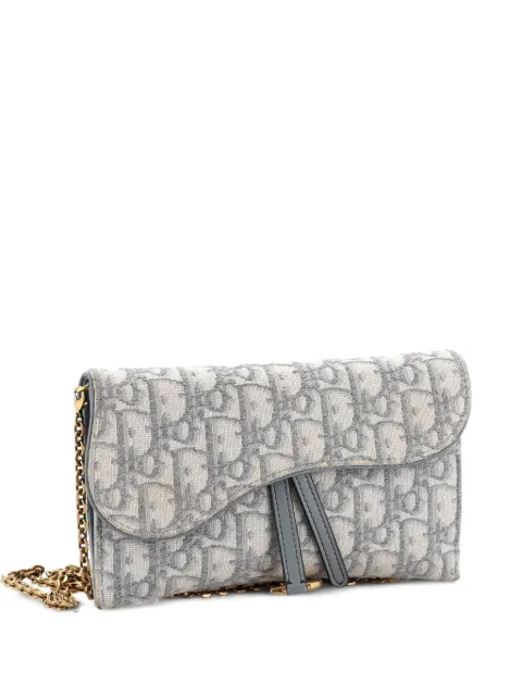 Christian Dior Pre-Owned شنطة كروس 'سادل' كانفا مائل بتصميم محفظة بسلسلة 