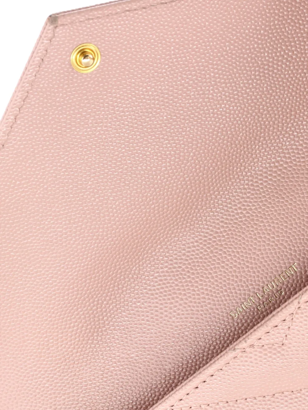 SAINT LAURENT Pre-owned Classic Monogram Flap Wallet Matelasse Chevron Leather Large Small Wallets In Pink