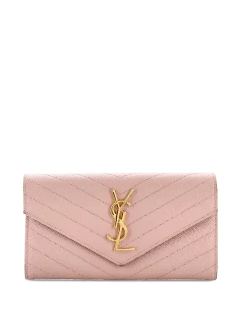Saint Laurent Pre-Owned Classic Monogram Flap Wallet Matelasse Chevron Leather Large small wallets