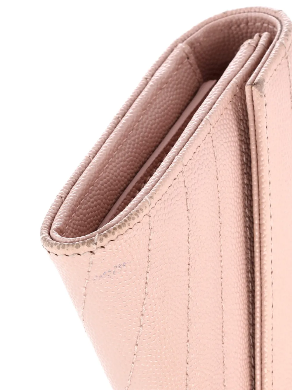 SAINT LAURENT Pre-owned Classic Monogram Flap Wallet Matelasse Chevron Leather Large Small Wallets In Pink