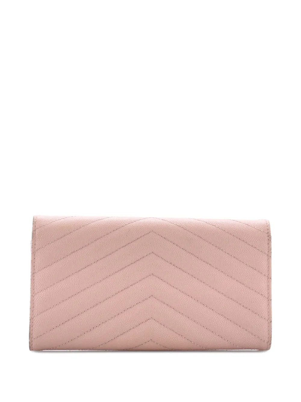 SAINT LAURENT Pre-owned Classic Monogram Flap Wallet Matelasse Chevron Leather Large Small Wallets In Pink