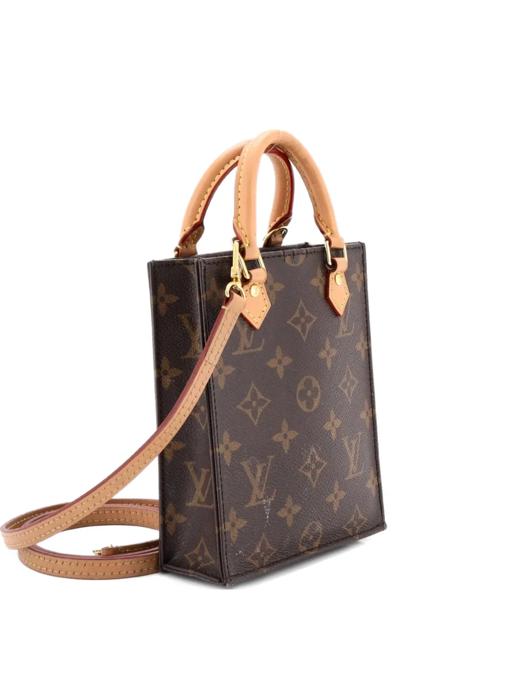 Louis Vuitton Pre-Owned Petit Sac Plat Bag Monogram Canvas crossbody bag - Marrone