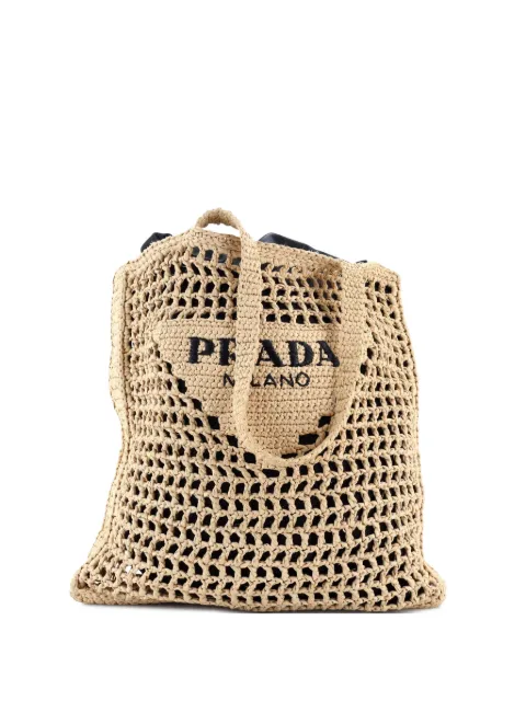 Prada Pre-Owned Triangle Logo Open Raffia tote bag