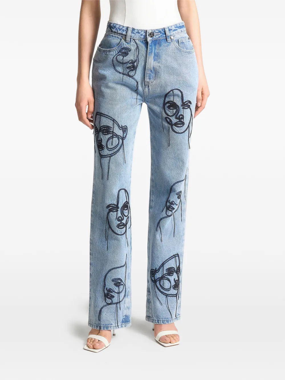 Manière De Voir Audrey Embroidered Jeans In Blue