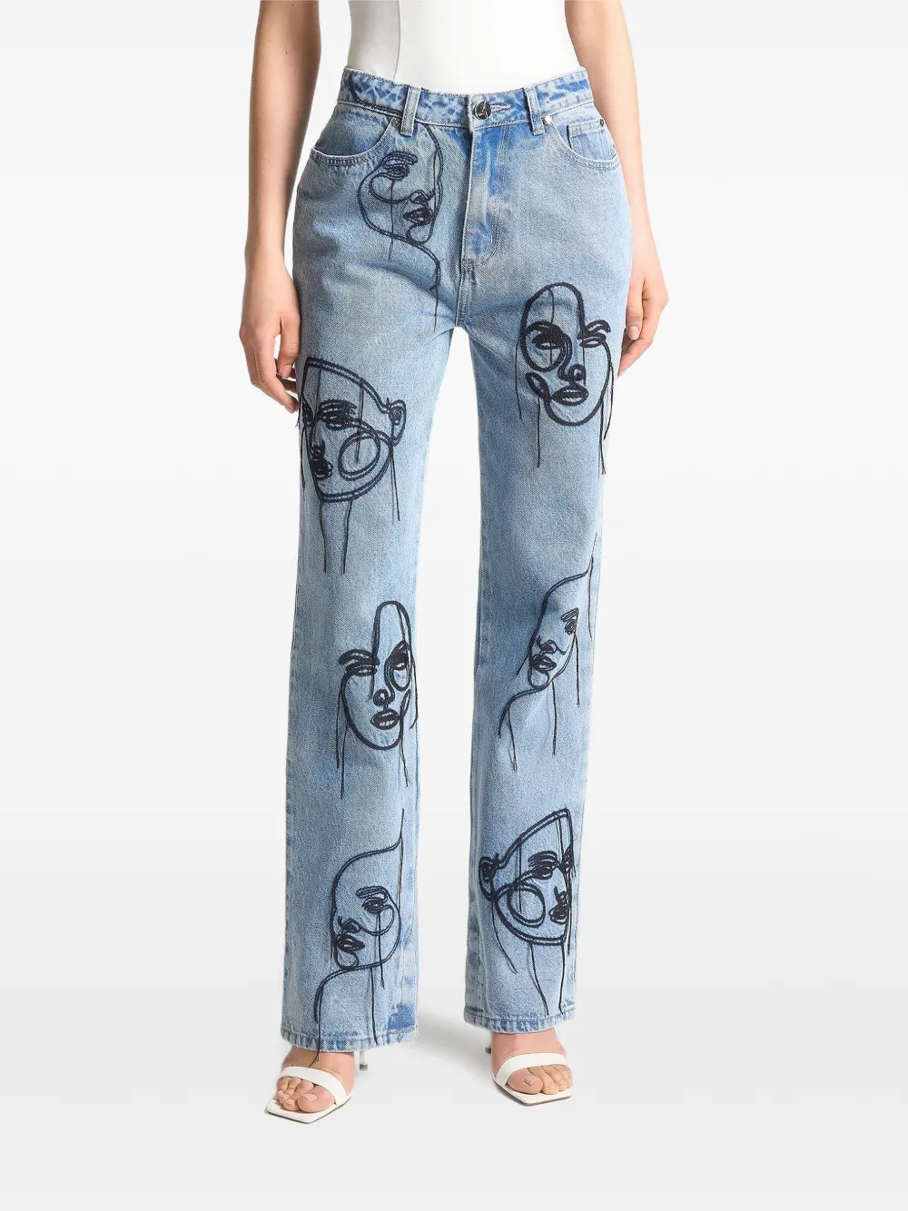 Manière De Voir Audrey embroidered jeans - Blu
