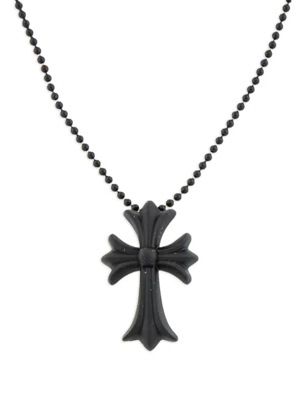 CHROME HEARTS ブラックラメ クロスネックレス Chrome Hearts グリッタークロスペンダント ネックレス | ブラック