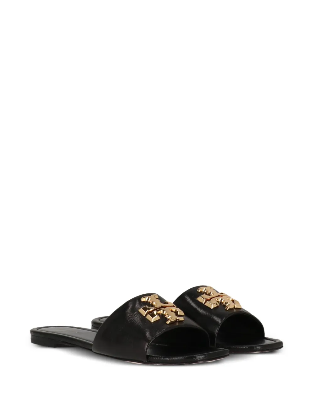 Tory Burch Eleanor T-logo flat sandals Zwart