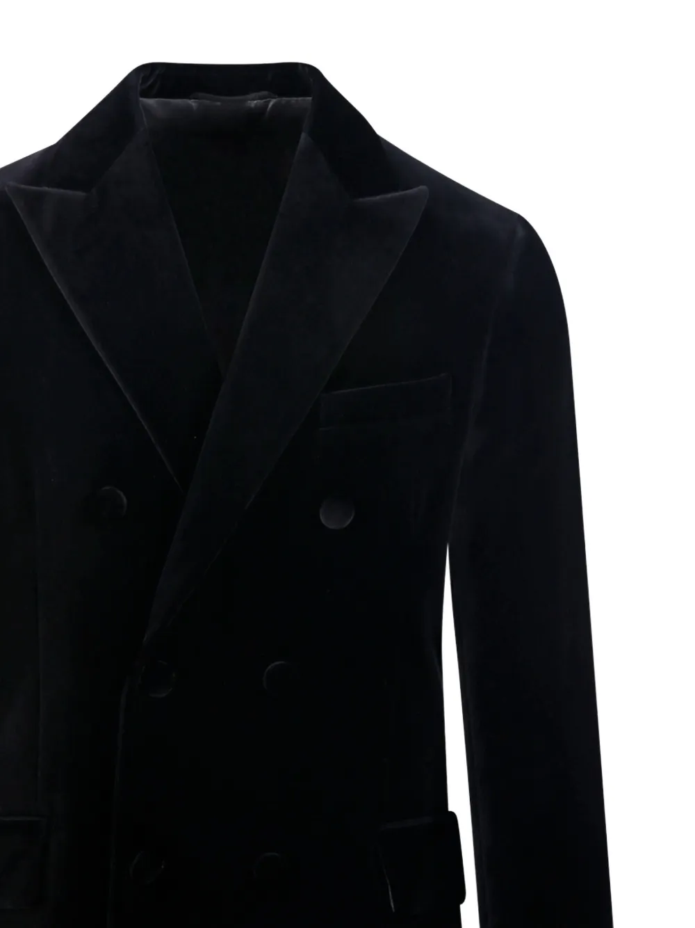 Contrasting-Lapels Double-Breasted Blazer