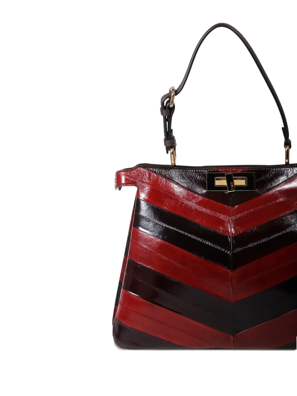 FENDI medium Peekaboo chevron-pattern tote bag - Rood