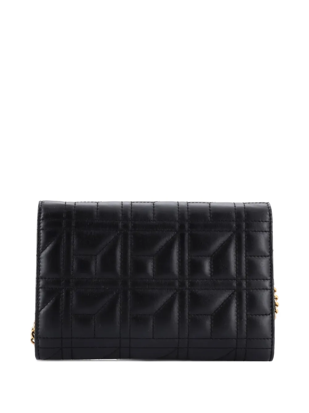 Pre-owned Gucci Pearly Gg Marmont Chain Wallet Matelasse Leather Mini Shoulder Bag In Black