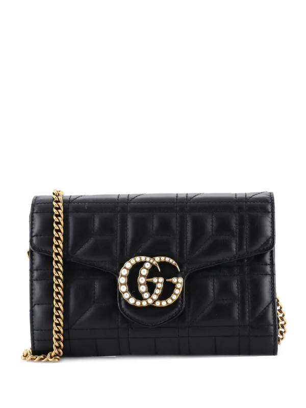 Gucci Pre-Owned Pearly GGマーモント チェーンウォレット | ブラック