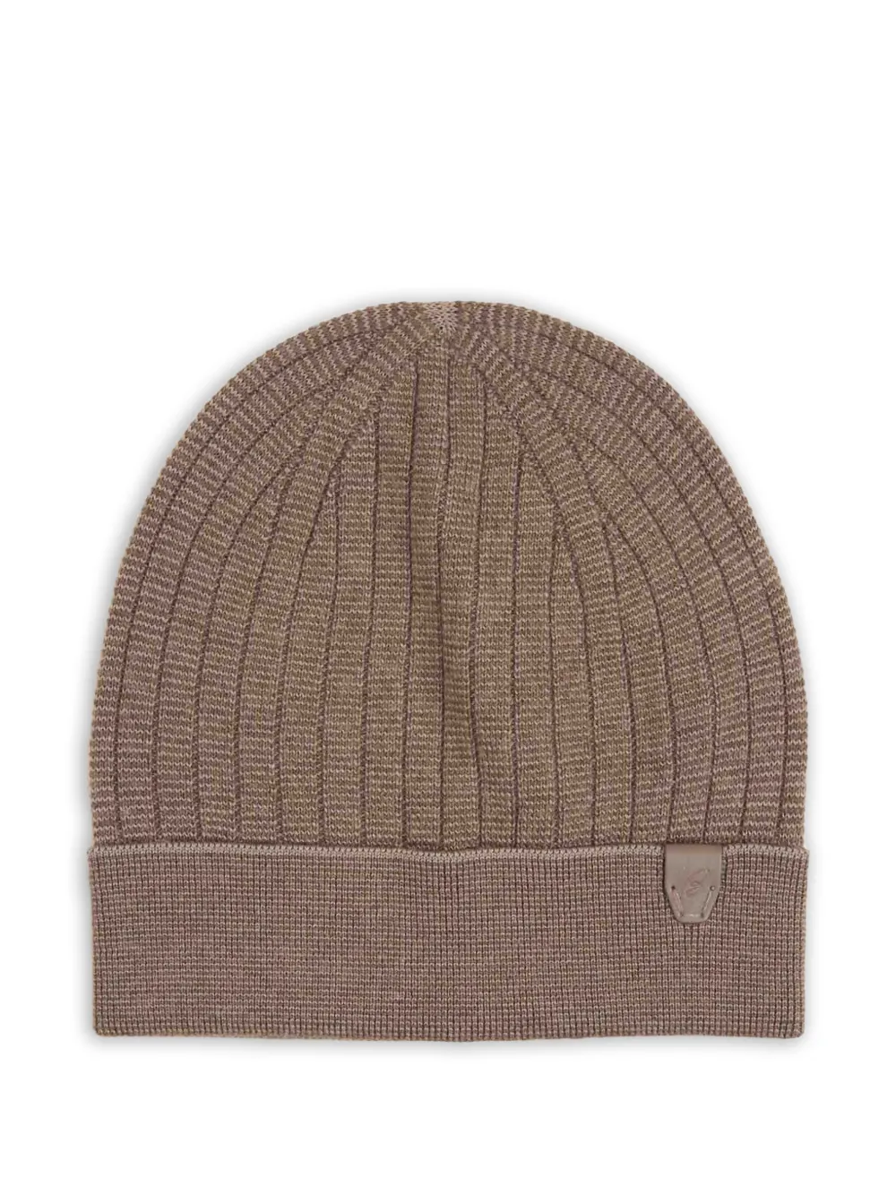 Brioni ribbed logo-patch beanie hat - Marrone