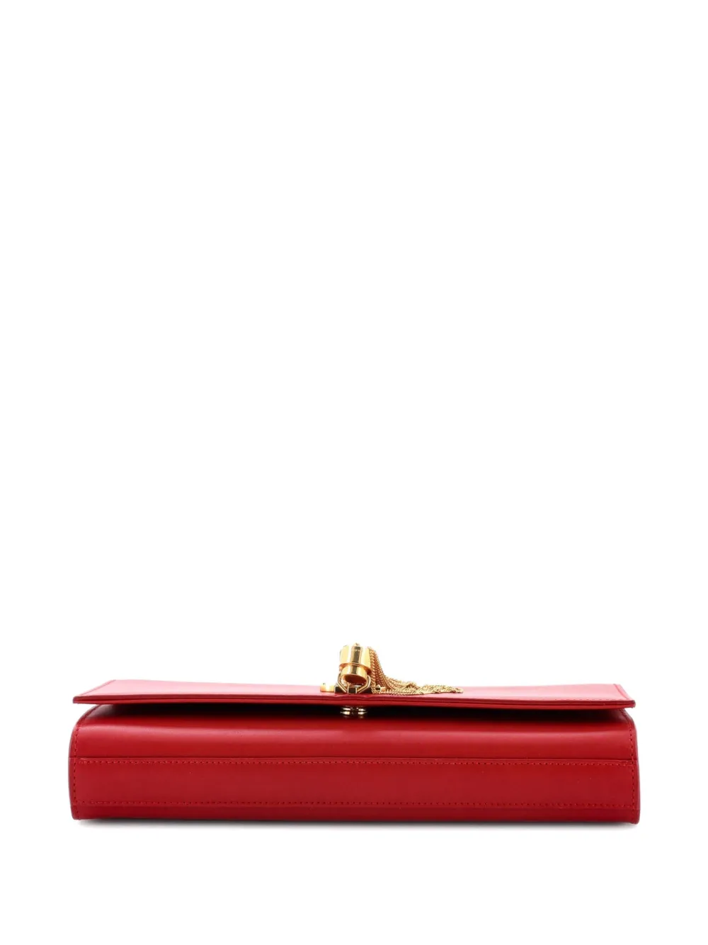 SAINT LAURENT Pre-owned Classic Monogram Tassel Leather Long Clutch Bag In Red