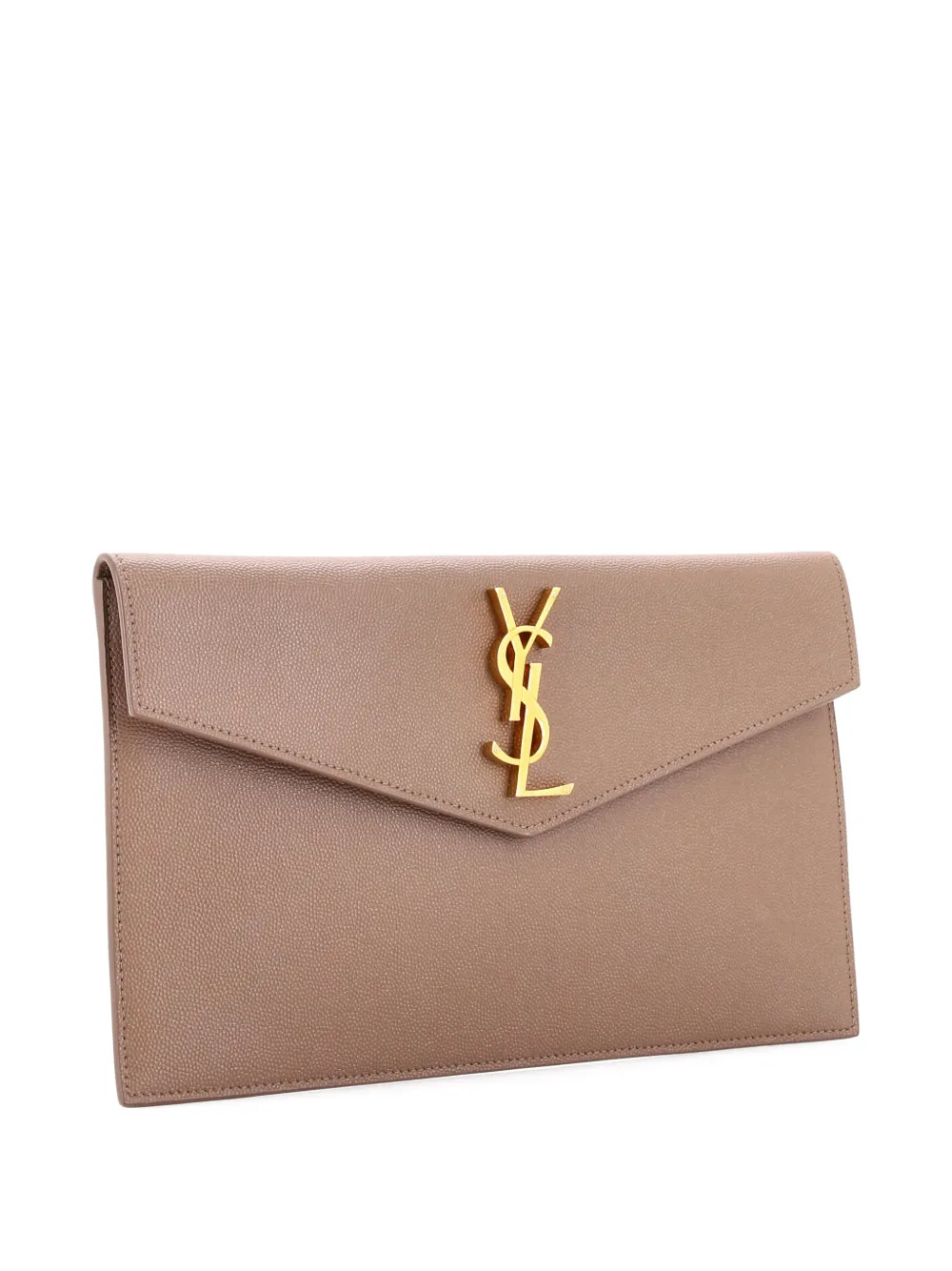 SAINT LAURENT Pre-owned Uptown Pouch Leather Clutch Bag In Neutral