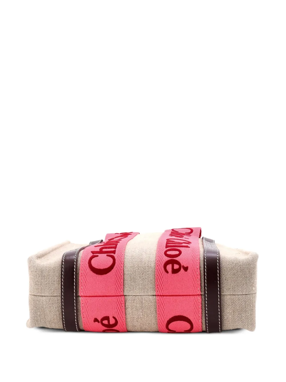 Pre-owned Chloé Woody Canvas With Leather Small Tote Bag In Pink