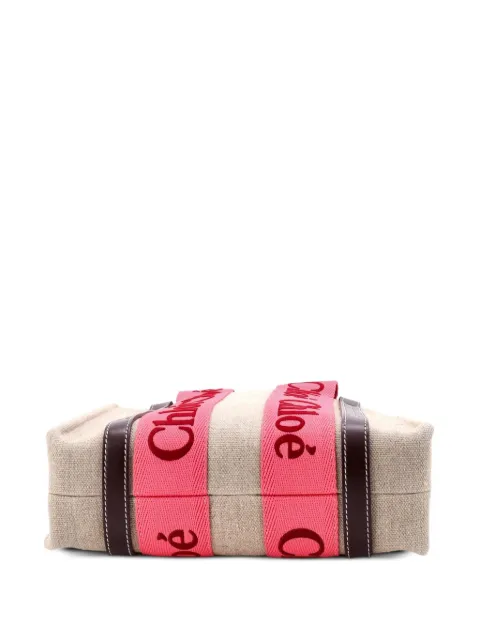 Chloé Pre-Owned Woody Canvas with Leather Small tote bag