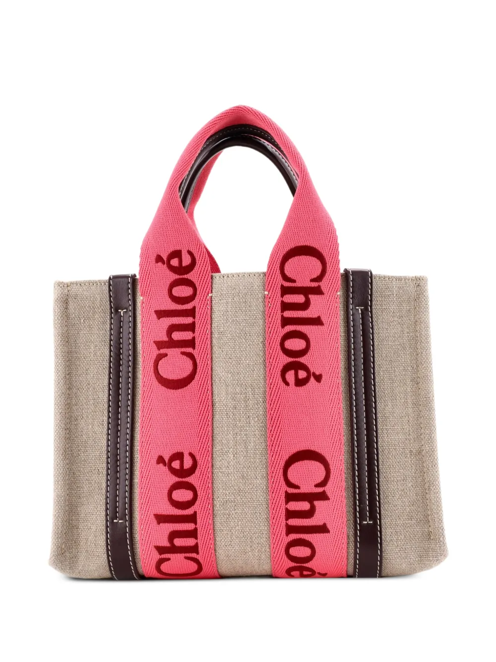 Chloé Pre-Owned Woody Canvas with Leather Small tote bag - Rosa