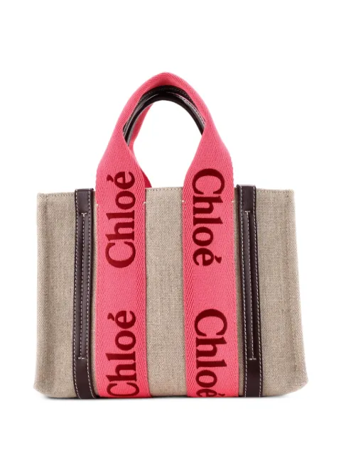 Chloé Pre-Owned Woody Canvas with Leather Small tote bag