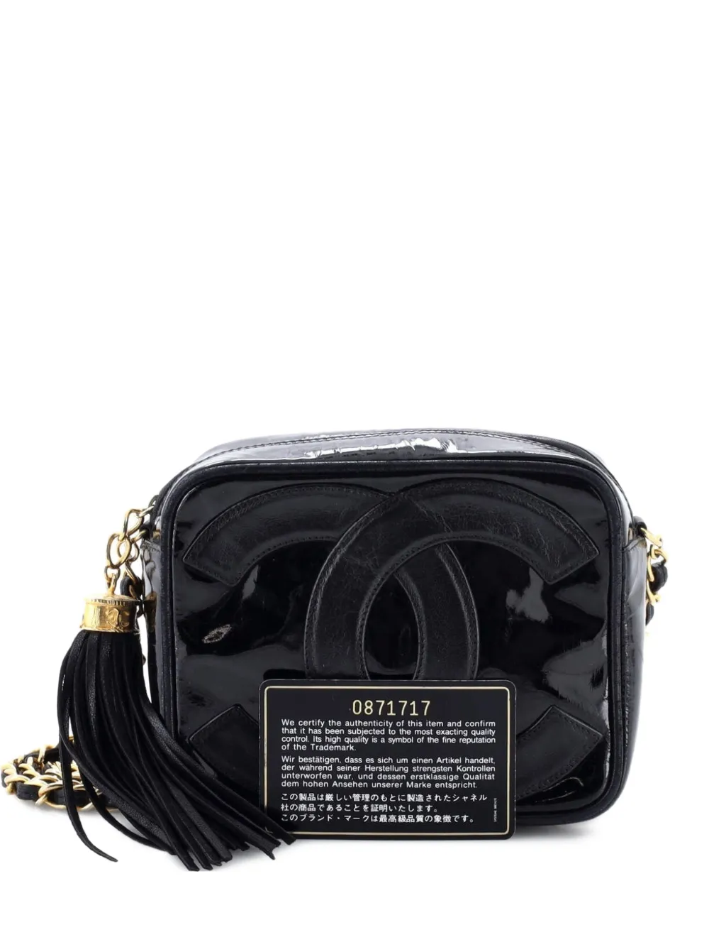Pre-owned Chanel Cc Camera Bag Patent Mini Crossbody Bag In Black