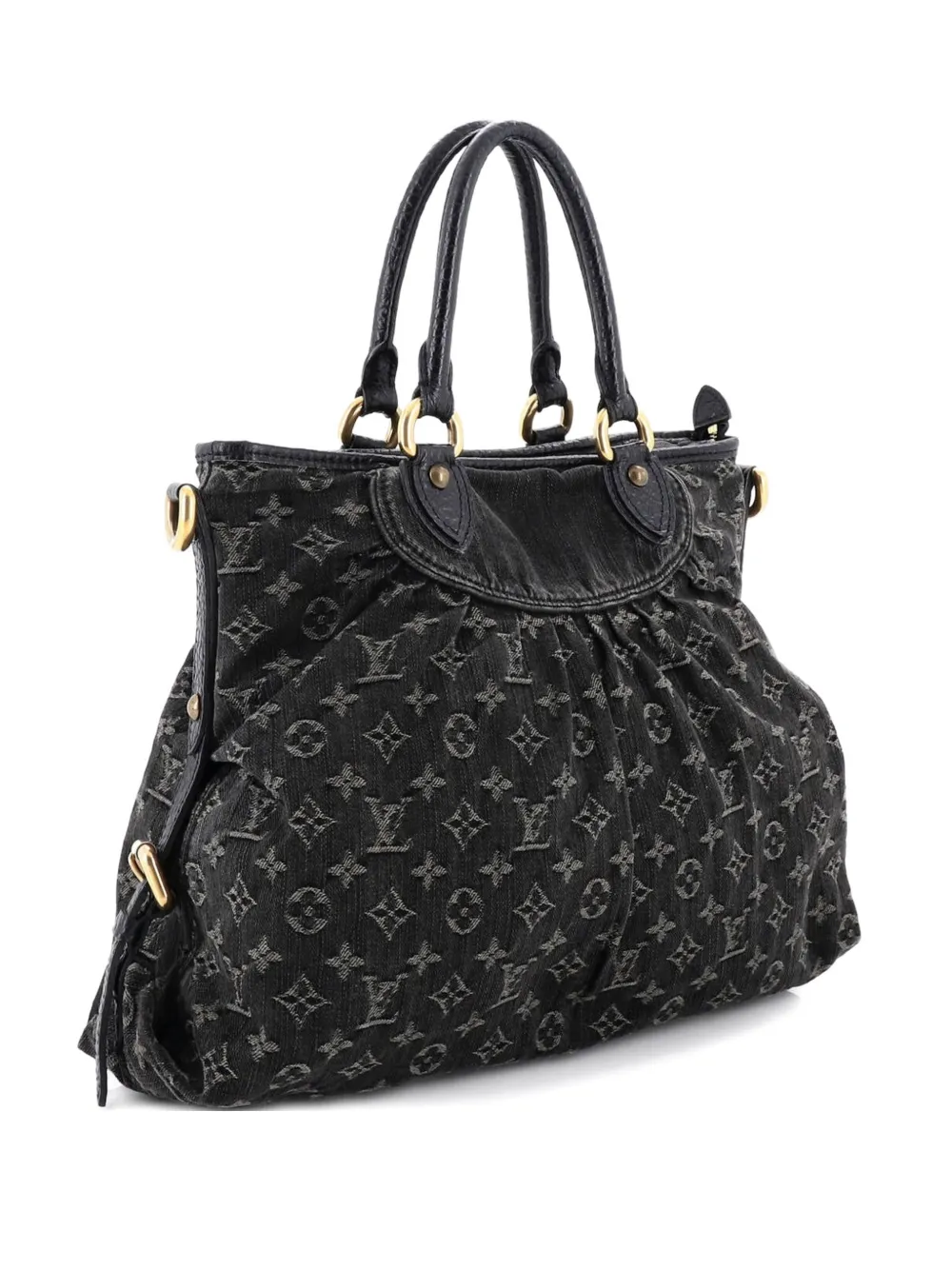 Pre-owned Louis Vuitton Neo Cabby Handbag Denim Gm Satchel In Black