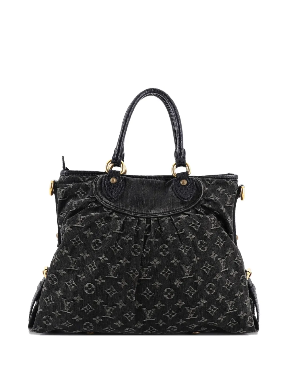 Pre-owned Louis Vuitton Neo Cabby Handbag Denim Gm Satchel In Black