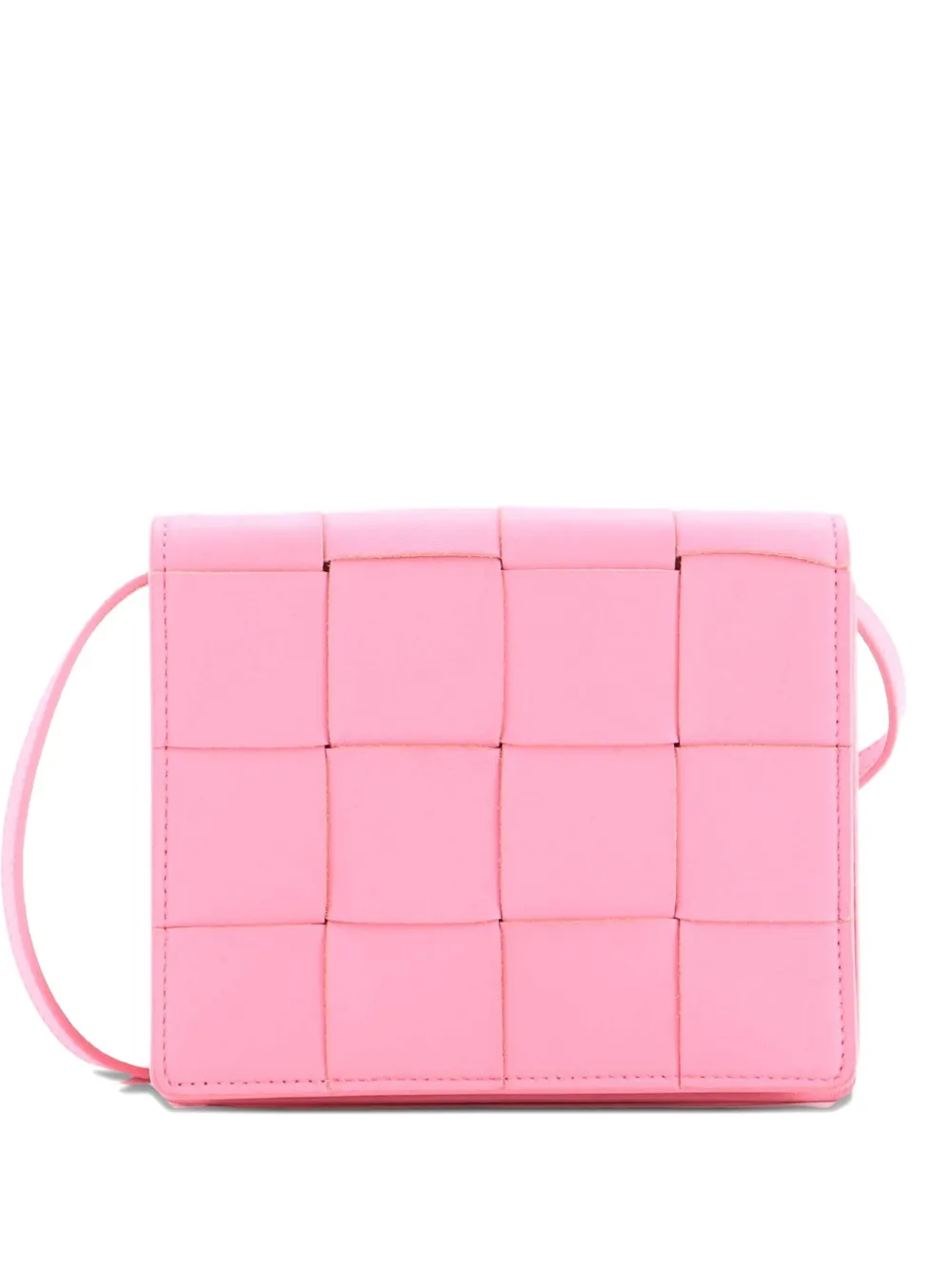 Pre-owned Bottega Veneta Cassette Crossbody Bag Maxi Intrecciato Leather Mini Shoulder Bag In Pink