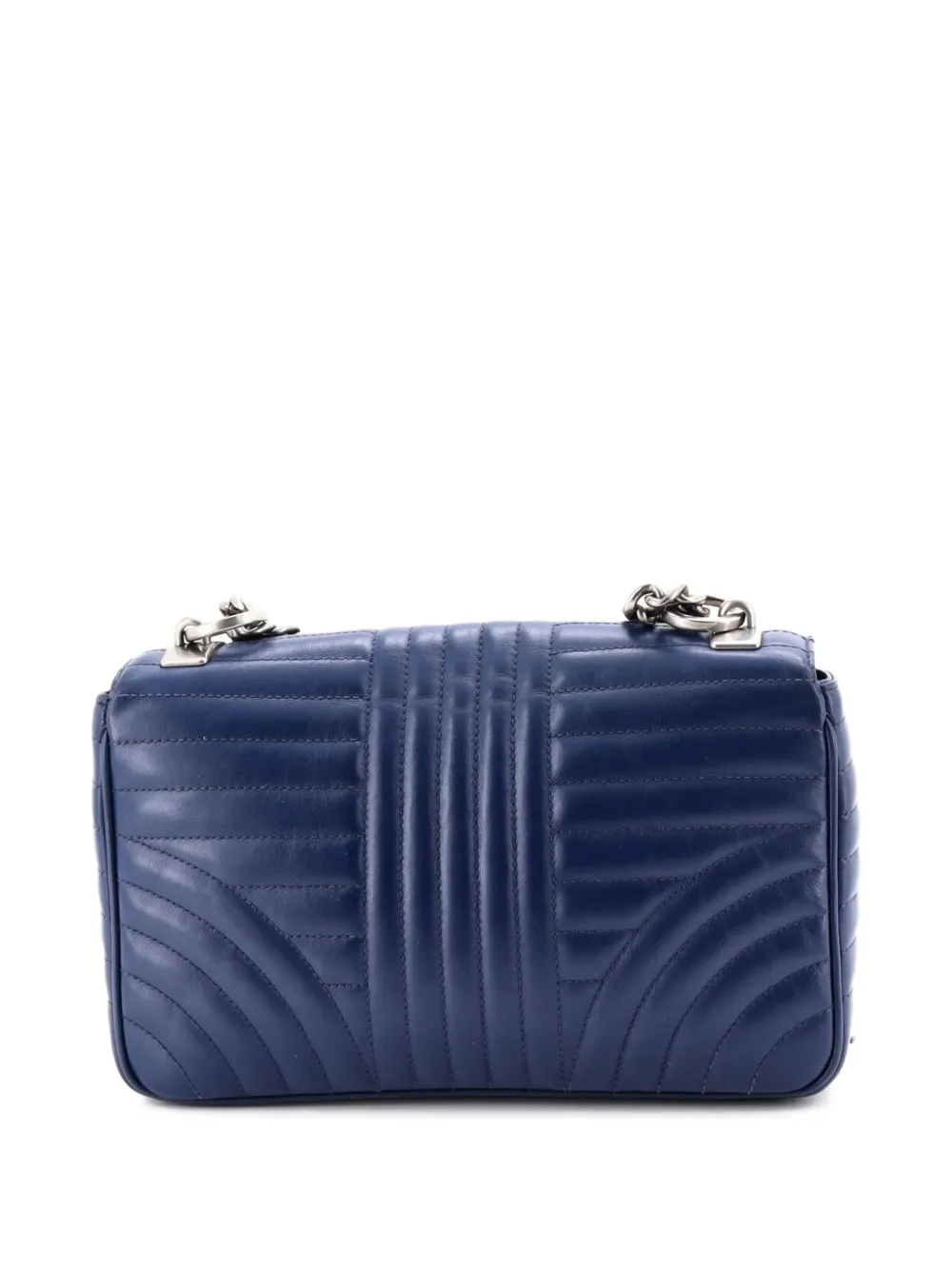 Pre-owned Prada Chain Flap Shoulder Bag Diagramme Quilted Leather Medium Crossbody Bag In Blue