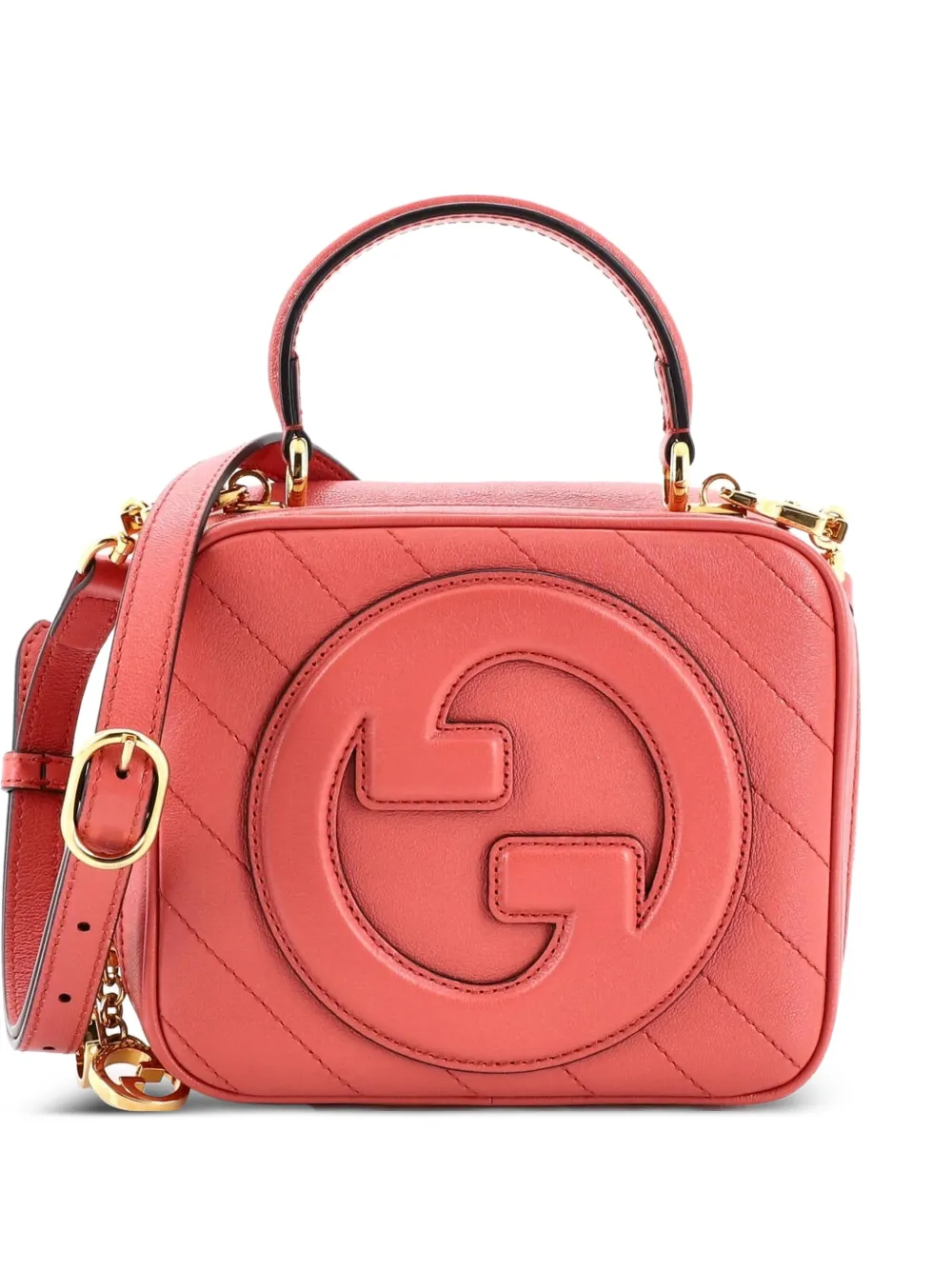 Pre-owned Gucci Blondie Nm Top Handle Shoulder Bag Diagonal Quilted Leather Satchel In Pink