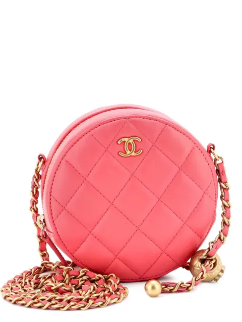 CHANEL Pre-Owned Pearl Crush Round with Chain Quilted Lambskin clutch bag