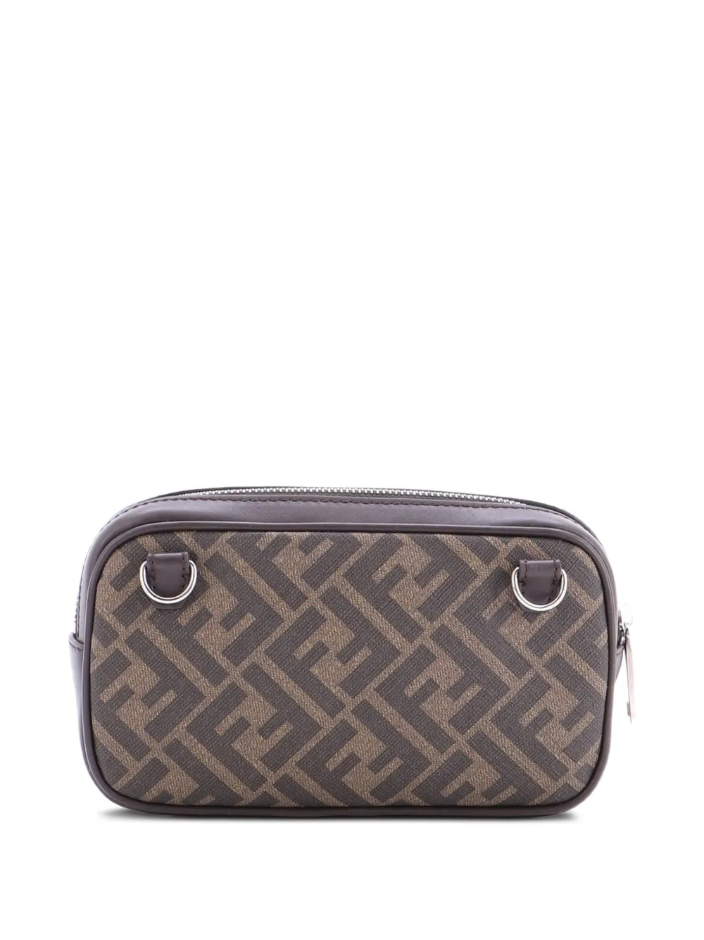 Pre-owned Fendi Logo Camera Case Bag Zucca Coated Canvas Medium Crossbody Bag In Brown