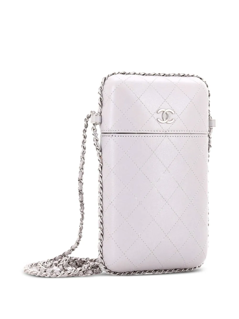 Chain Around Phone Holder Box Quilted Lambskin Crossbody Bag
