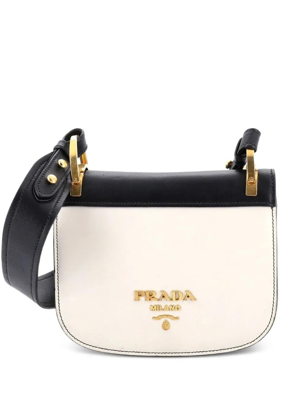 Prada Pre-Owned Pionniere Saddle City Calfskin Small crossbody bag – White