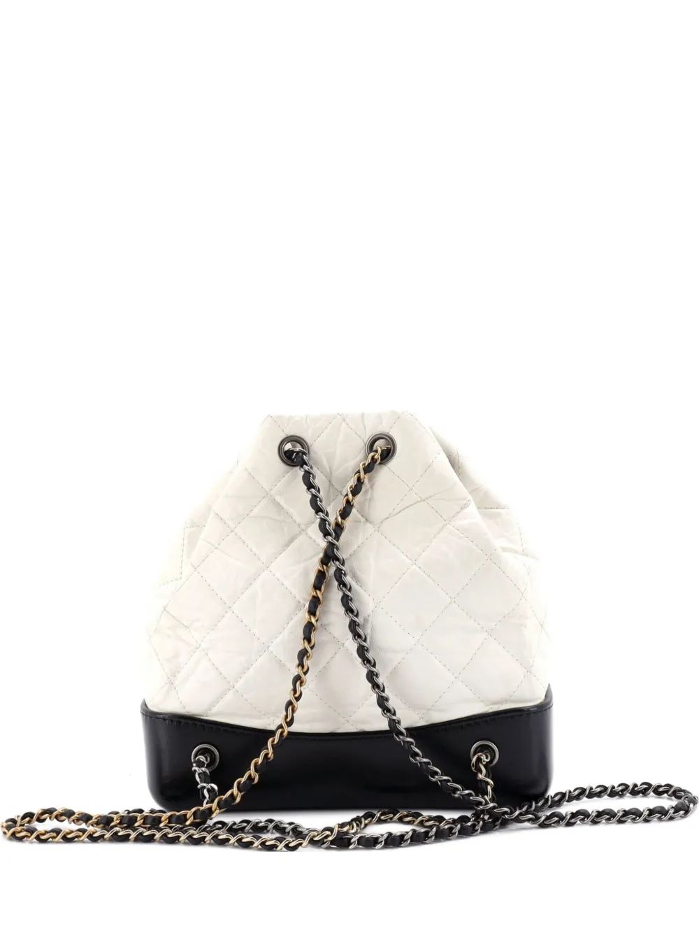 Pre-owned Chanel Gabrielle Quilted Calfskin Small Backpack In Black